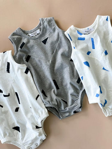 vesselsinkfaucetsreview baby bubble rompers in heather grey, white and white with blue print